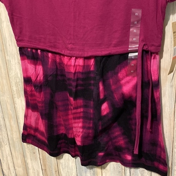 DKNY jeans pink tie-dye drawstring clenched waist Short Sleeve Shirt | XS - Picture 5 of 11